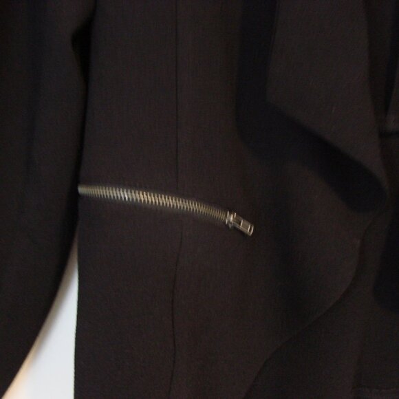 Elodie Black Open Front Blazer Jacket Business Draped Collar Size Medium - Picture 7 of 8